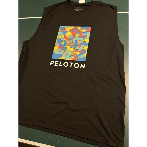Men’s Peloton Sleeveless Tank Top 2XL XXL Black Graphic Multicolor Bike Spinning - Picture 1 of 5